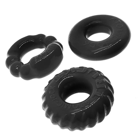 Bonemaker Three Piece Cockring Set Black Cockrings
