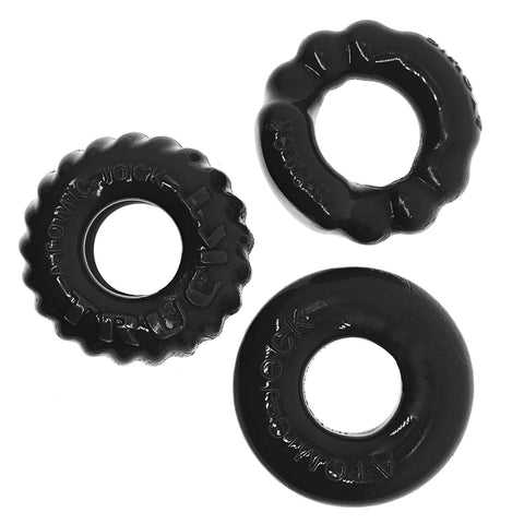 Bonemaker Three Piece Cockring Set Black Cockrings