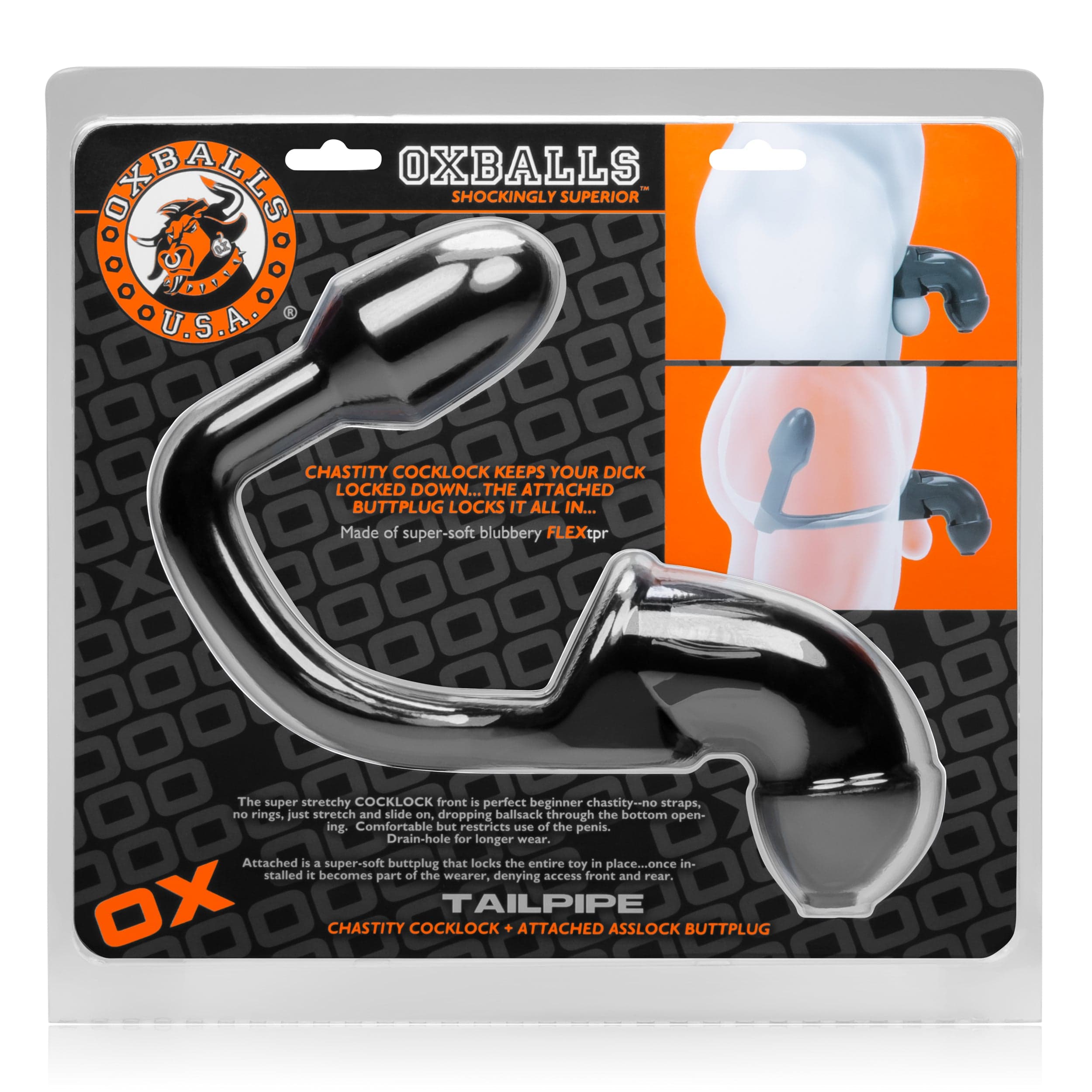 OxBalls Adult Toys Black Tailpipe Asslock And Cocklock Oxballs 840215118837