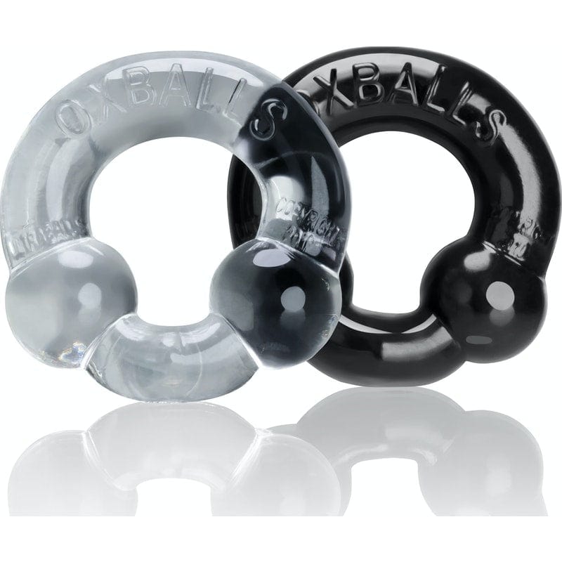 OxBalls Adult Toys Black Ultraballs 2 Pack Cockring Black And Clear 840215118783