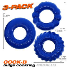 OxBalls Adult Toys Blue / One Size OxBalls Bonemaker 3 Pc Cockring Set Pool Blue 840215121707