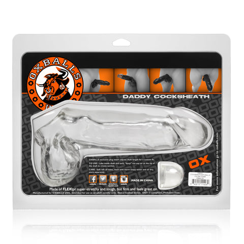 Daddy Cocksheath w Balls Clear 10 Inch Length SLEEVES