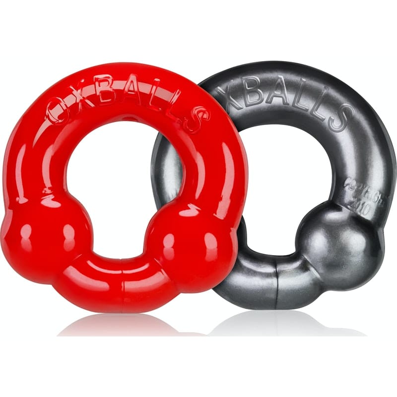 OxBalls Adult Toys Red Ultraballs 2 Pack Cockring Steel And Red 840215118981