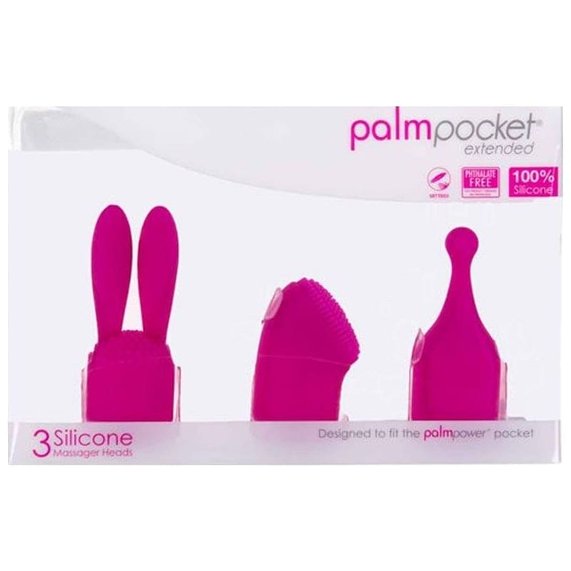 PalmPower Adult Toys Pink PalmPower Pocket Extended Silicone Massage Heads 3 Pc Set 677613308290