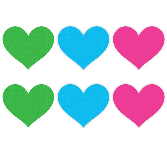 Peekaboo Pasties Lingerie Green Neon Heart 3 Pk Pasties - Green/Blue/Pink 726633978263