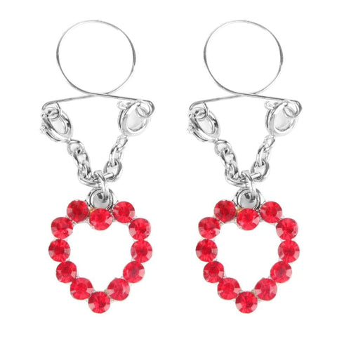 Ruby Hearts Nipple Jewellery with Adjustable Rings Pasties