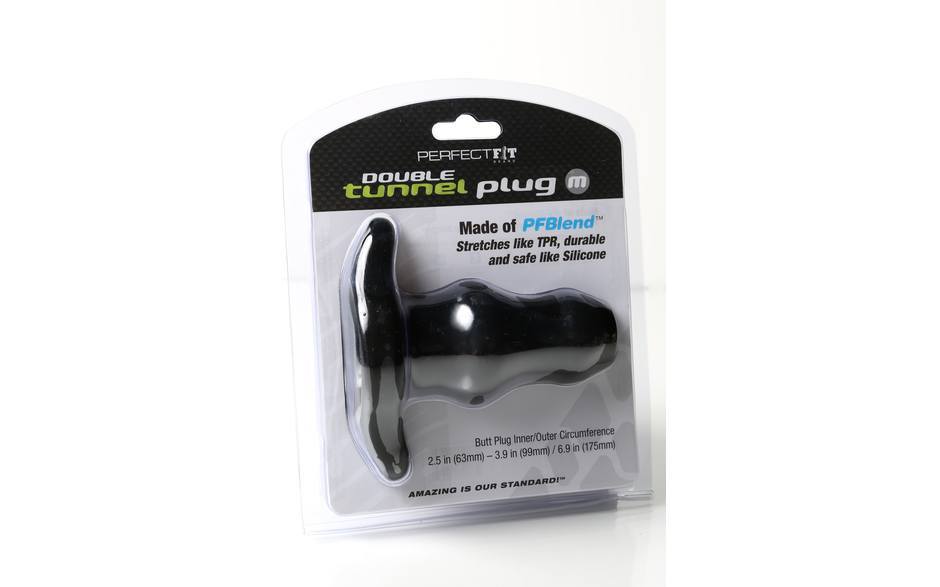 PerfectFit Adult Toys Black Tunnel Plug Double Medium 852184004493