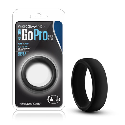 Performance Silicone Go Pro Cock Ring Black 1.5in Comfort COCK RINGS