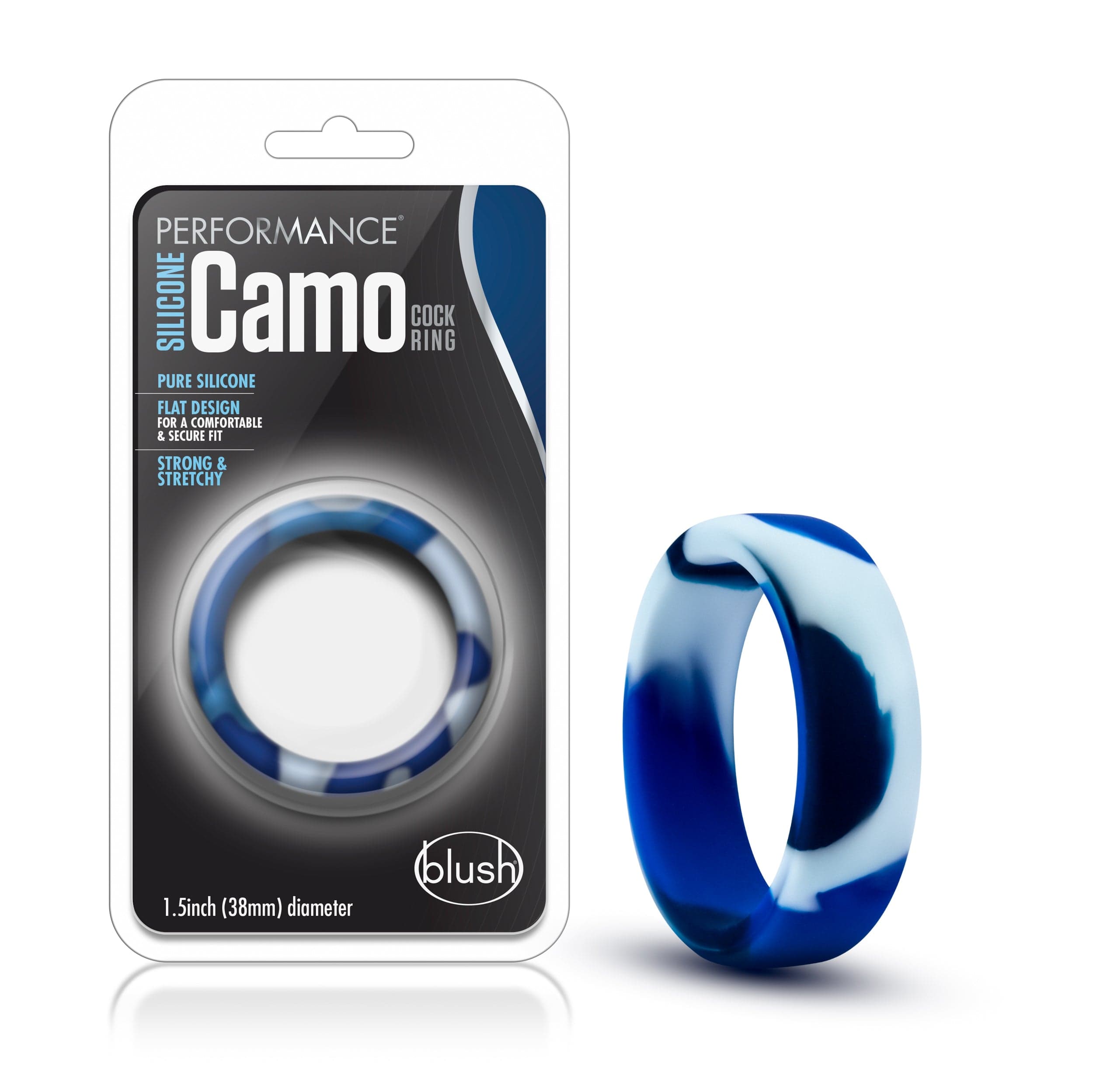 Performance Adult Toys Blue Performance Silicone Camo Cock Ring Blue Camoflauge 853858007765