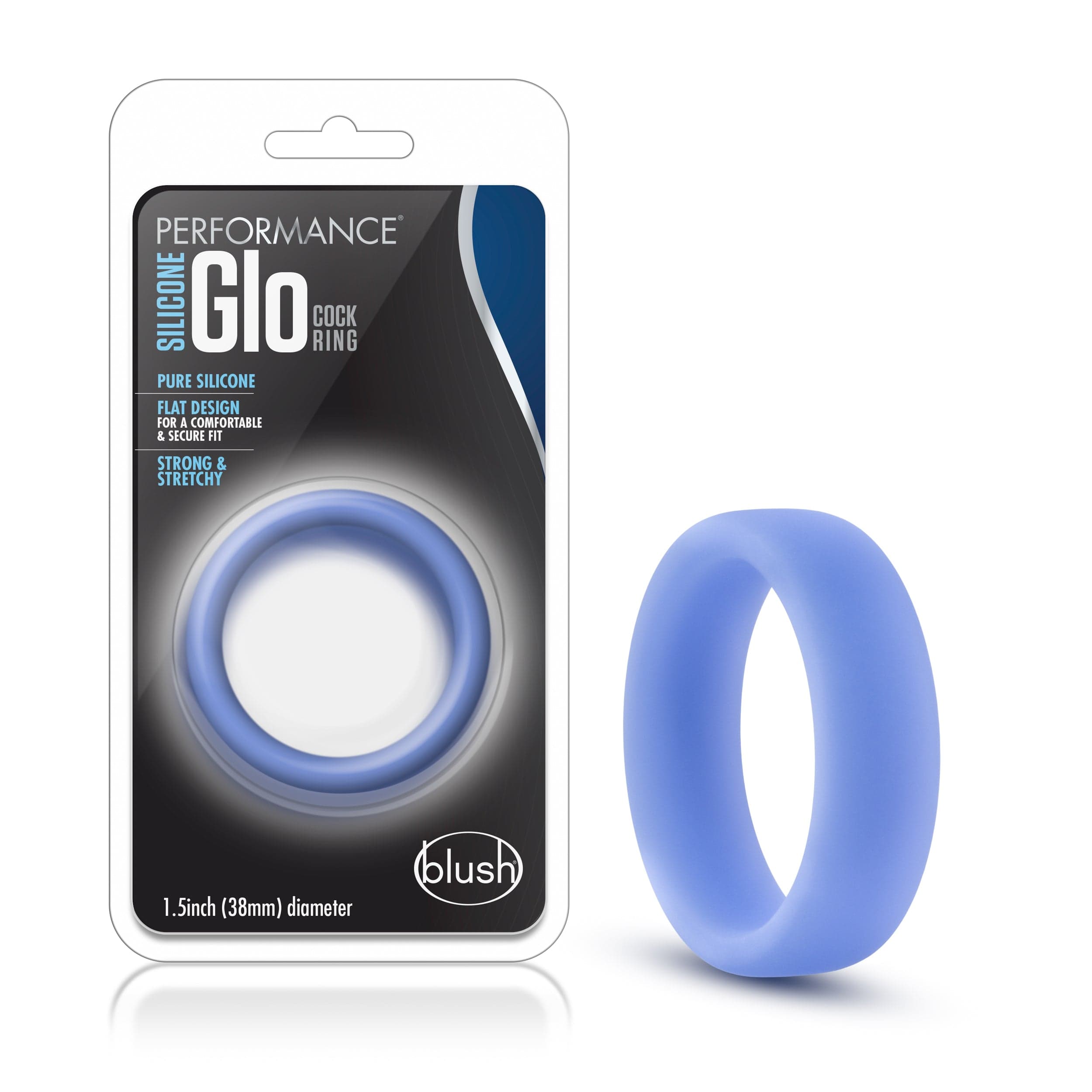 Performance Adult Toys Blue Performance Silicone Glo Cock Ring Blue Glow 853858007772