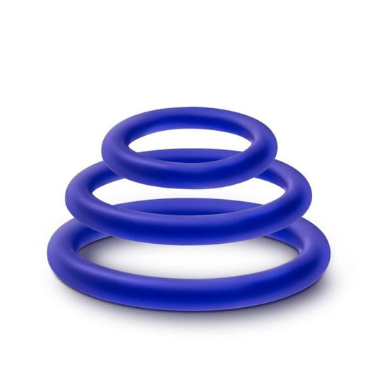 Performance Adult Toys Indigo Performance Silicone Cock Ring 3 Pc Set Indigo 853858007574