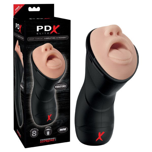 Pipedream MASTURBATORS Flesh PDX Elite Deep Throat Vibrating Stroker -  Vibrating Mouth Stroker 603912744415