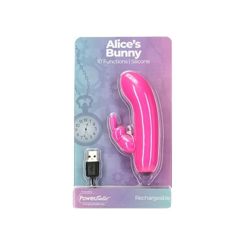 PowerBullet Adult Toys Pink Alices Bunny Rechargeable Bullet w Rabbit Sleeve Pink 677613563163