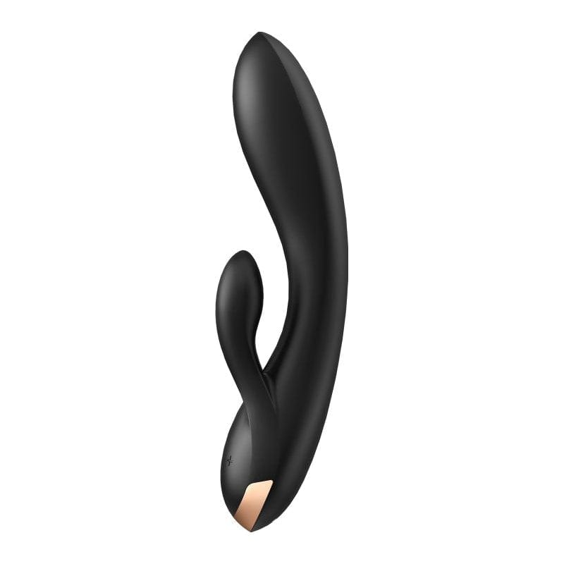 Satisfyer Adult Toys Black Satisfyer Double Flex App Rabbit Vibrator Black 4061504002583