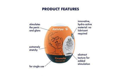 Satisfyer Masturbator Egg Crunchy - Travel Size Pleasure Egg Strokers - Cup|Egg
