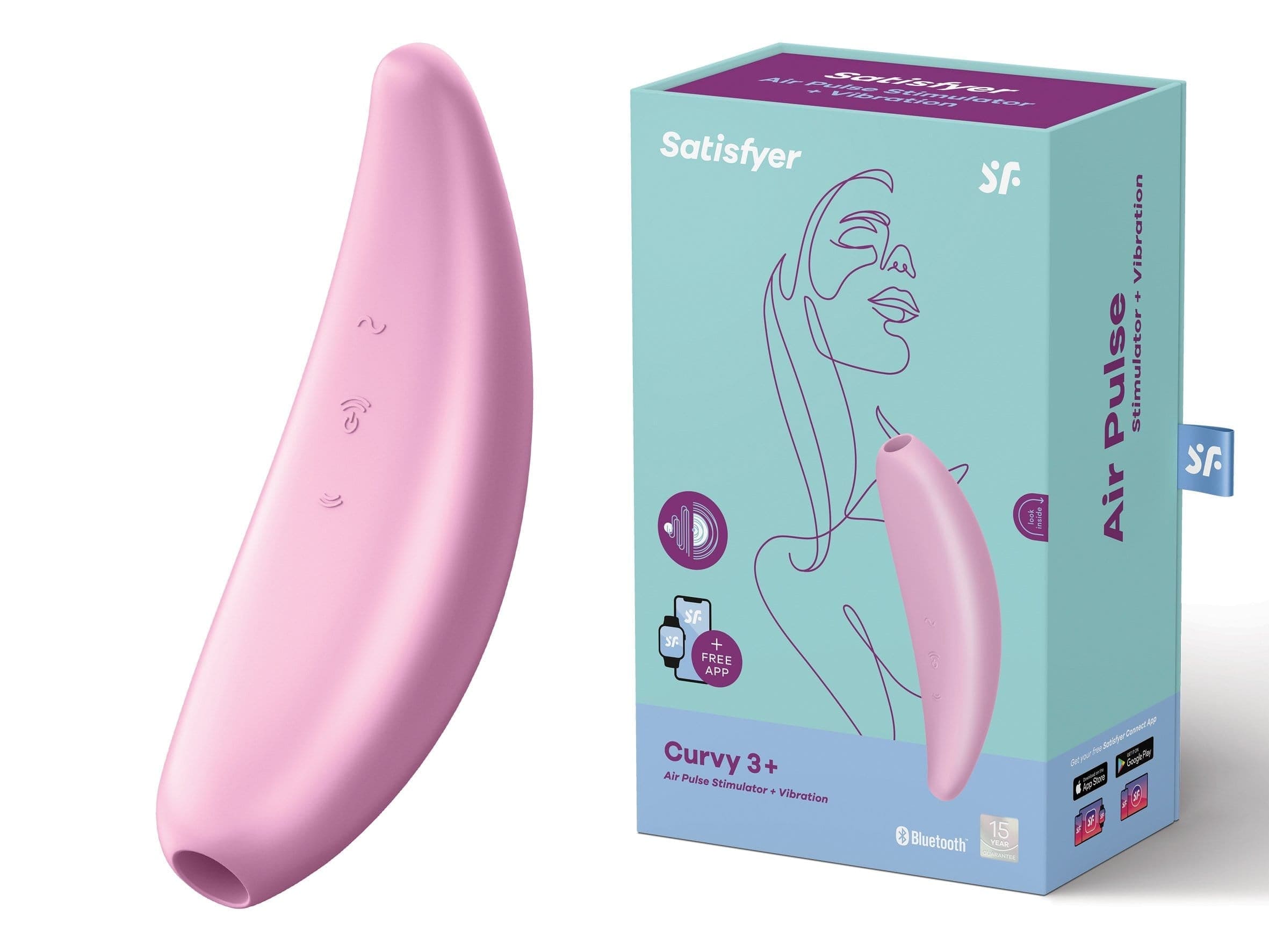 Satisfyer Adult Toys Pink Satisfyer Curvy 3+ Clitoral Vibrator - Pink 4061504001890