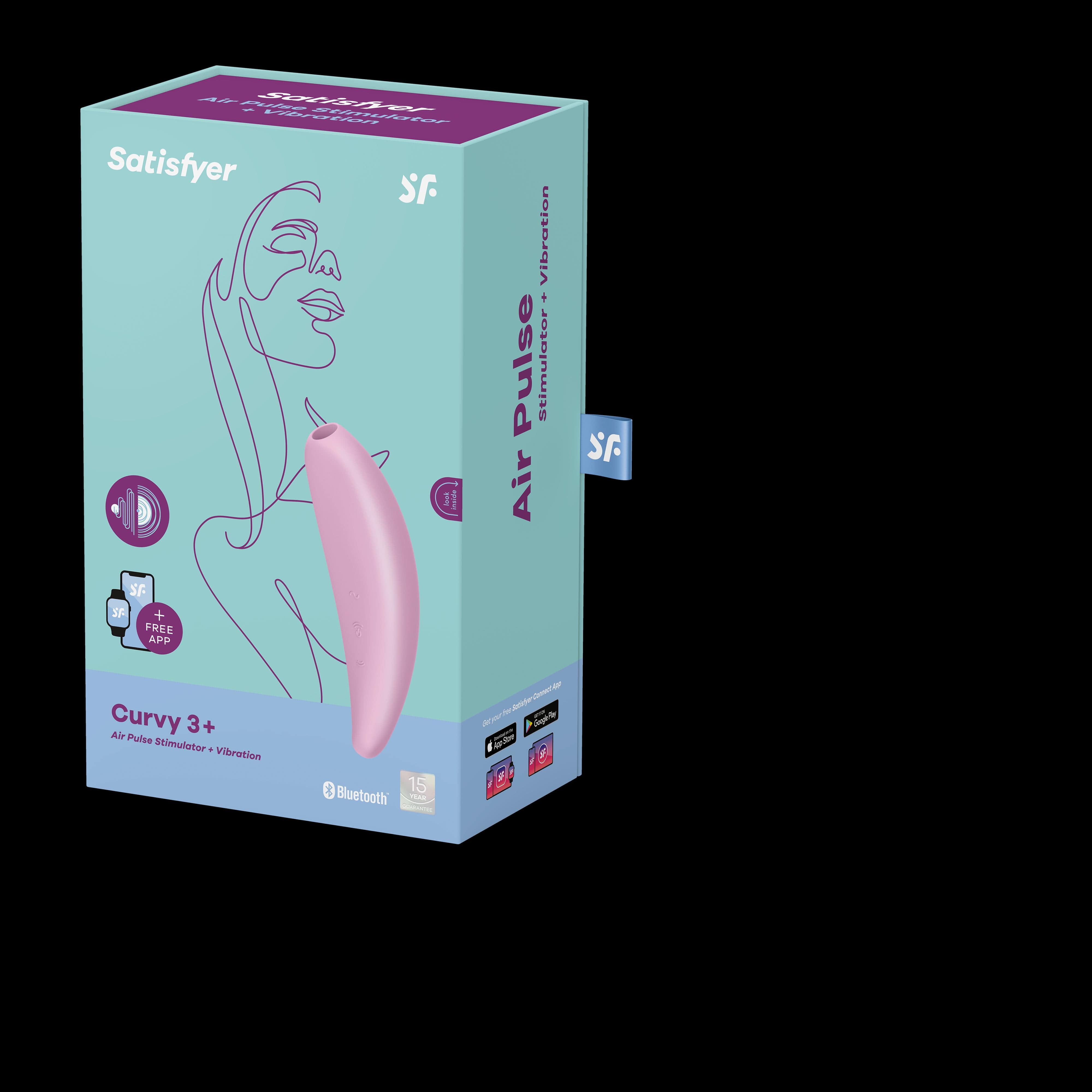 Satisfyer Adult Toys Pink Satisfyer Curvy 3+ Clitoral Vibrator - Pink 4061504001890