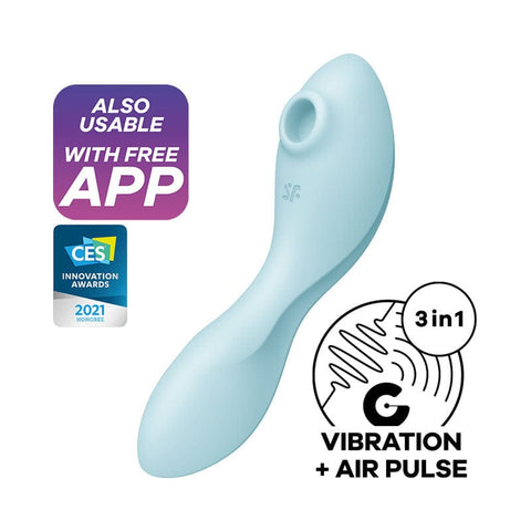 Satisfyer Curvy Trinity 5 - USB Rechargeable Air Pulse Vibrator Blue STIMULATORS