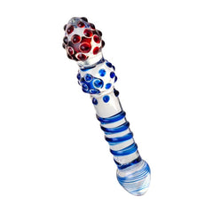 Sexus Glass Adult Toys Clear Sexus Glass Dildo Blue Red 20.5cm