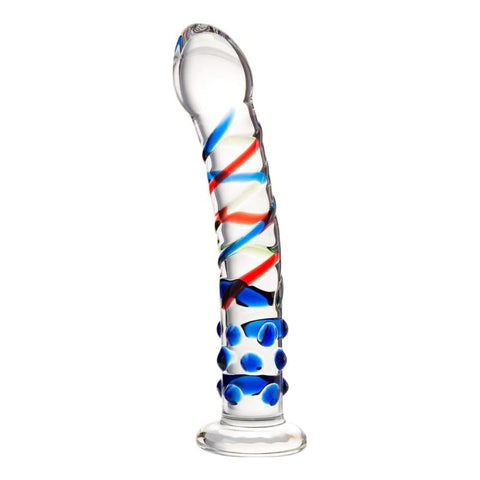 Sexus Glass Dildo with Blue Tip 18cm DONGS Glass