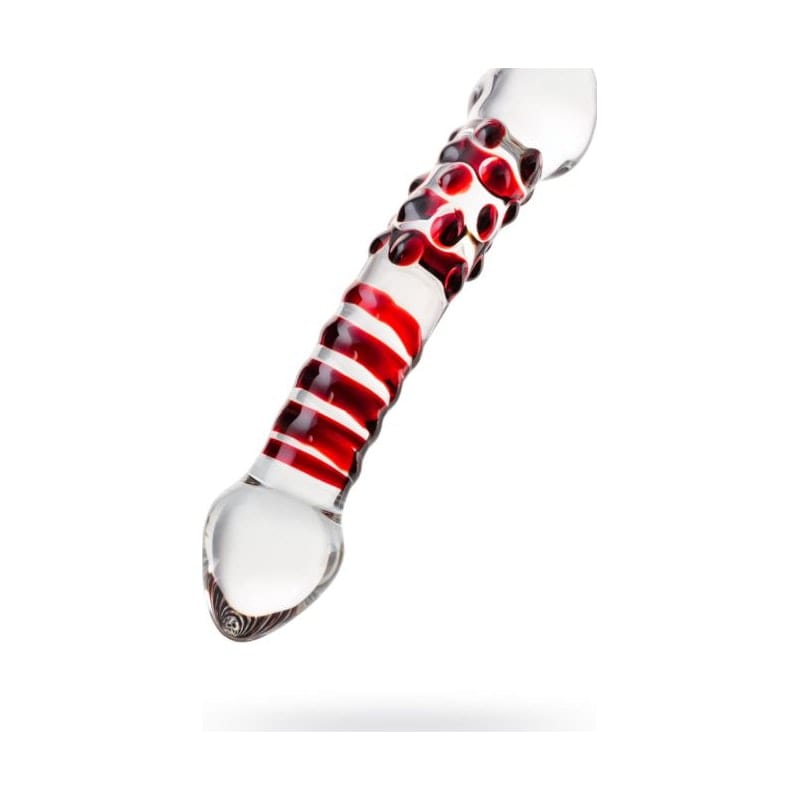 Sexus Glass Adult Toys Clear Sexus Glass Dildo Red Delight 19cm