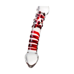 Sexus Glass Adult Toys Clear Sexus Glass Dildo Red Delight 19cm