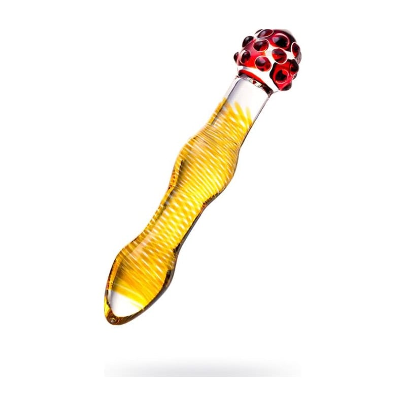 Sexus Glass Adult Toys Yellow Sexus Glass Dildo Yellow/Red 20,5 cm