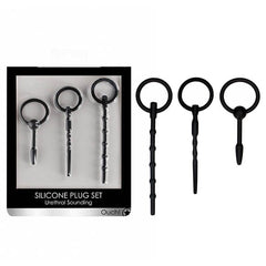 Shots Toys BONDAGE-TOYS OUCH! Urethral Sounding Plug Set - Black - Set of 3 Sizes 8714273548030