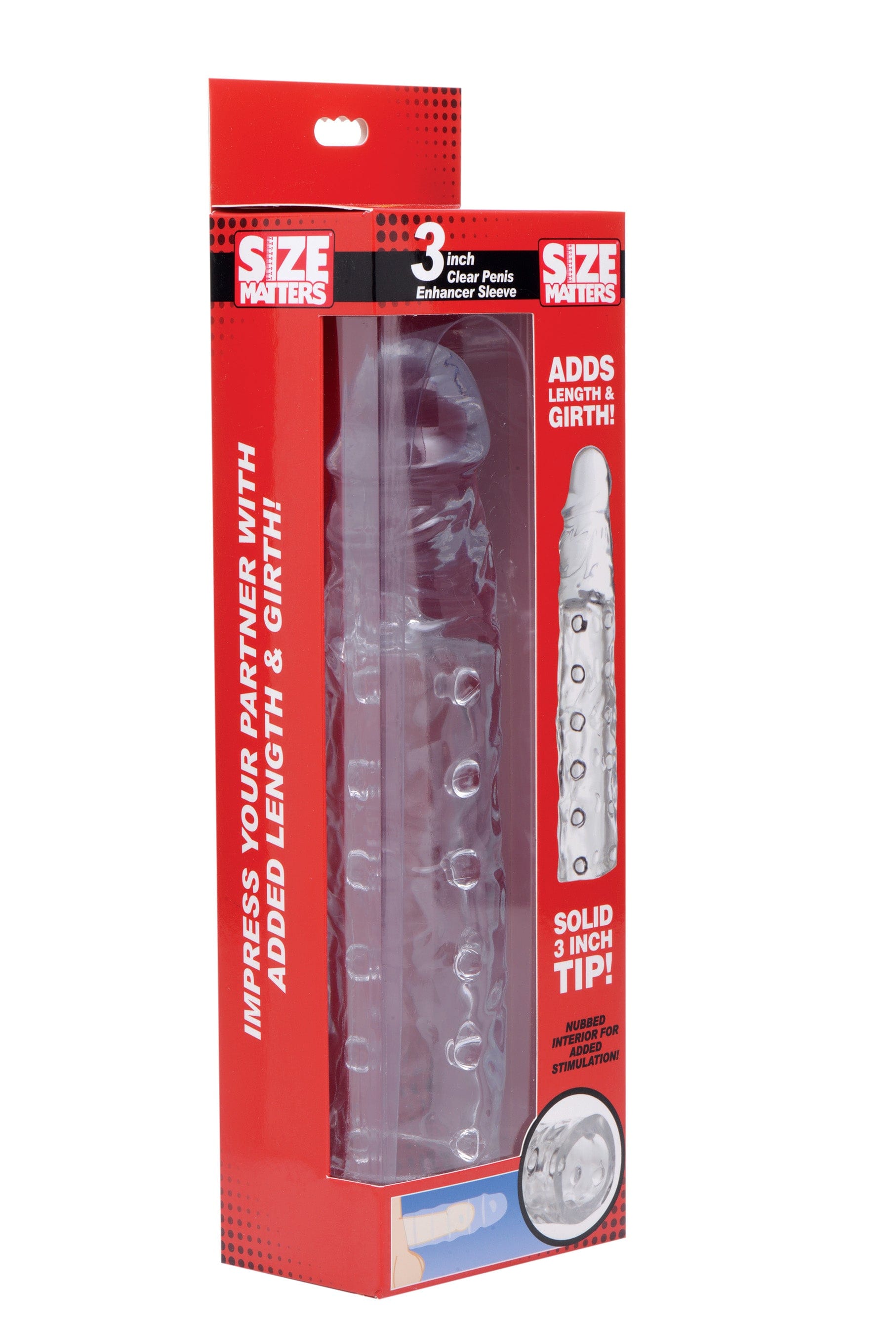 Size Matters Adult Toys Clear 3 inch Clear Penis Enhancer Sleeve 848518031372