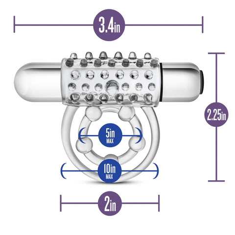 Stay Hard Vibrating Super Clitifier - Vibrating Cock Ring - Clear Cock Rings Vibrating