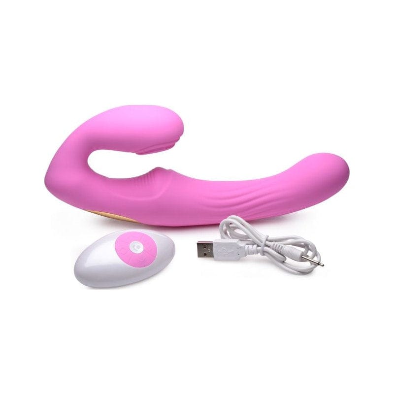 Strap U Adult Toys Pink 15X U-Pulse Strapless Strap-On w Remote Pink 848518039033