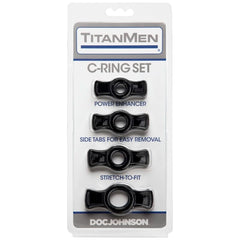 TitanMen Adult Toys Black Cock Ring Set Black 782421016951