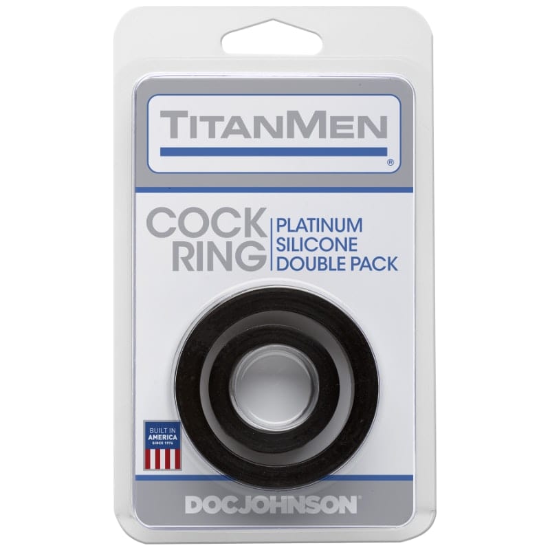 TitanMen Adult Toys Black Silicone Cock Rings Double Pack Black 782421055660