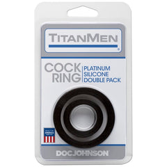 TitanMen Adult Toys Black Silicone Cock Rings Double Pack Black 782421055660