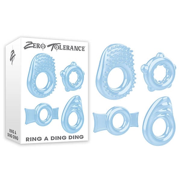 Zero Tolerance COCK RINGS Blue Zero Tolerance Ring A Ding Ding - Clear Cock Rings - Set of 4 844477014395